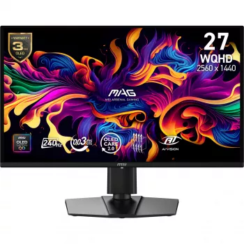 MSI MAG 274QP QD-OLED X24 monitor komputerowy 67,3 cm (26,5 cala) 2560 x 1440 pikseli Wide Quad HD Czarny