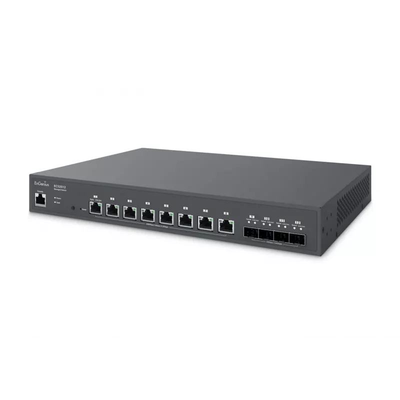 Przełącznik zarządzany EnGenius Cloud 8-portowy 2.5GbE 4xSFP+ L2+ 13i, zarządzany, L2+, 2.5G Ethernet (100/1000/2500), pełny dupleks, montaż w szafie rack