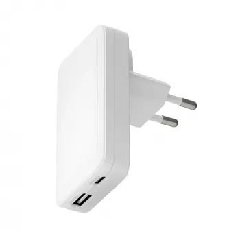 Ładowarka d bramante Pro cienki Charger USB-C 45W + USB-A 30W, wewnętrzna AC, Biała