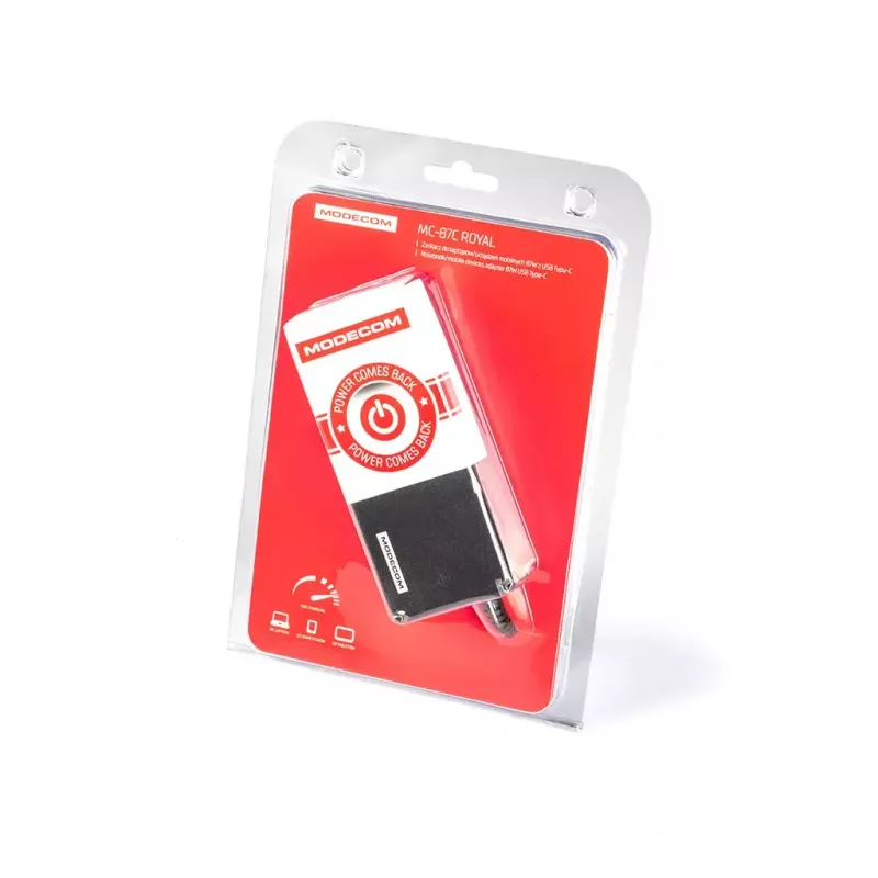 Zasilacz sieciowy/przetwornica MODECOM ROYAL MC-87C 87 W do użytku wewnętrznego USB Type-C Czarny