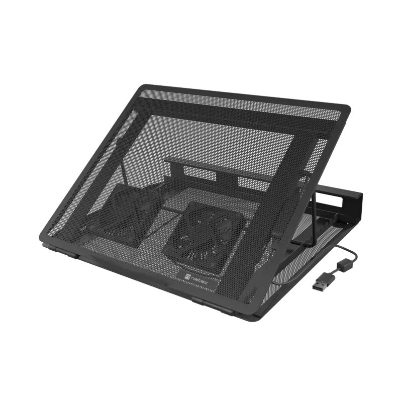 Podkładka chłodząca pod laptopa NATEC Tern 2 Plus — 2 wentylatory, do laptopów do 17,3 cala, czarna
