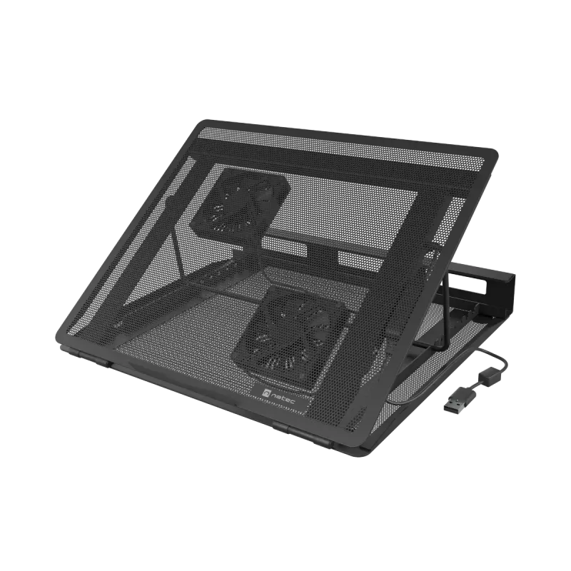 Podkładka chłodząca pod laptopa NATEC Tern 2 Plus — 2 wentylatory, do laptopów do 17,3 cala, czarna