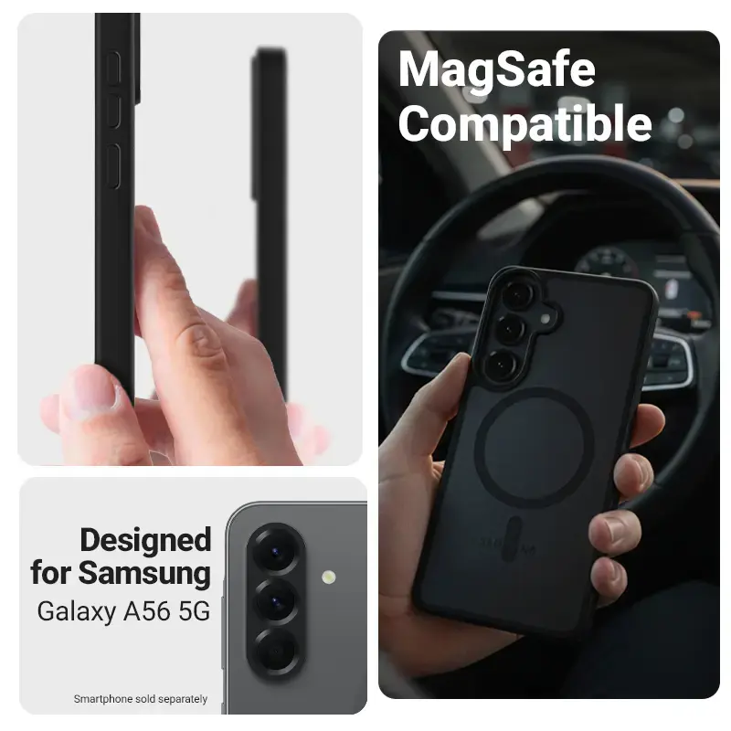 Etui ochronne Crong Hybrid Matte Magnetic do Samsung Galaxy A56 — TPU + PC, czarne