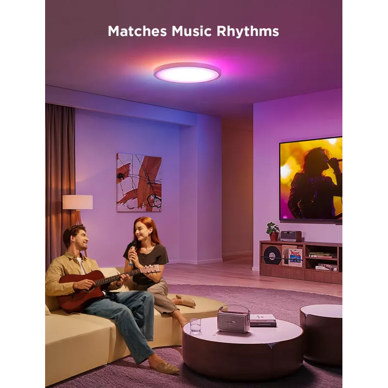 Inteligentne światło sufitowe Govee 30cm RGBWW + RGBIC Wi‑Fi/Bluetooth 28 W, biały, Ø300×30 mm