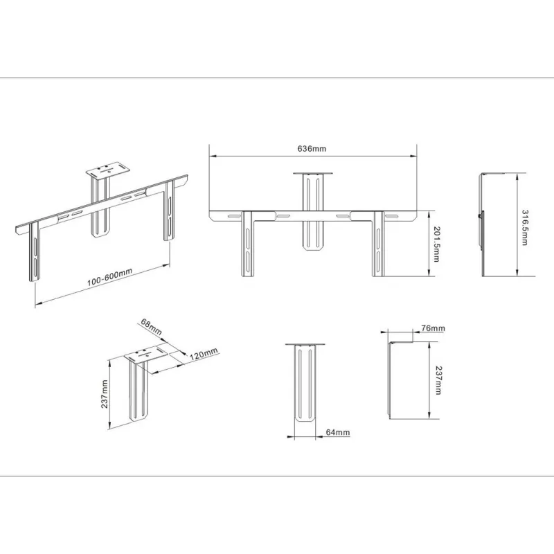 Półka Multibrackets M Universal Camera Holder 55 cali-110 cali Czarna Stal