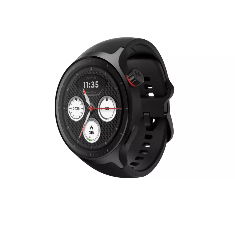 Motorola Moto Watch 3,63 cm (1,43 cala) OLED 47 mm Cyfrowy Ekran dotykowy Czarny GPS (satelitarny)