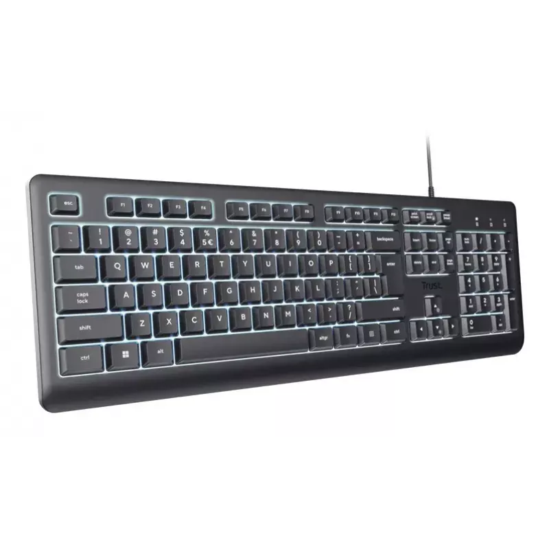 Trust Primo Podświetlana klawiatura Dom/Biuro USB QWERTY US English Czarna