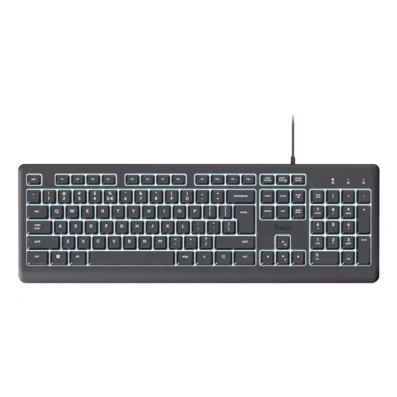 Trust Primo Podświetlana klawiatura Dom/Biuro USB QWERTY US English Czarna