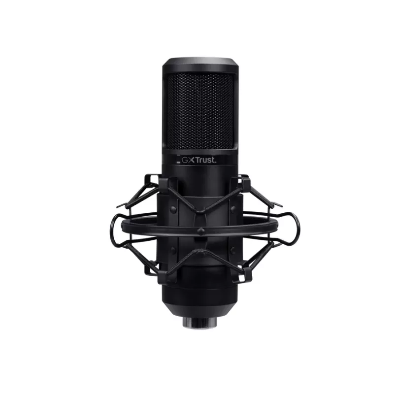 Mikrofon studyjny TRUST GXT 269 Emita II — przewodowy USB, metalowa obudowa, mocowanie na biurko, czarny (42×162×42 mm)