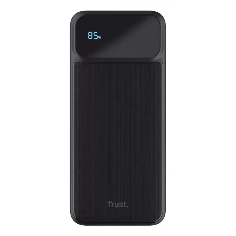 Powerbank TRUST 25882 — Przenośny Li‑Ion 10000 mAh, PD 3.0/PPS/QC3.0, 2×USB‑A + 1×USB‑C, 20W, Czarny
