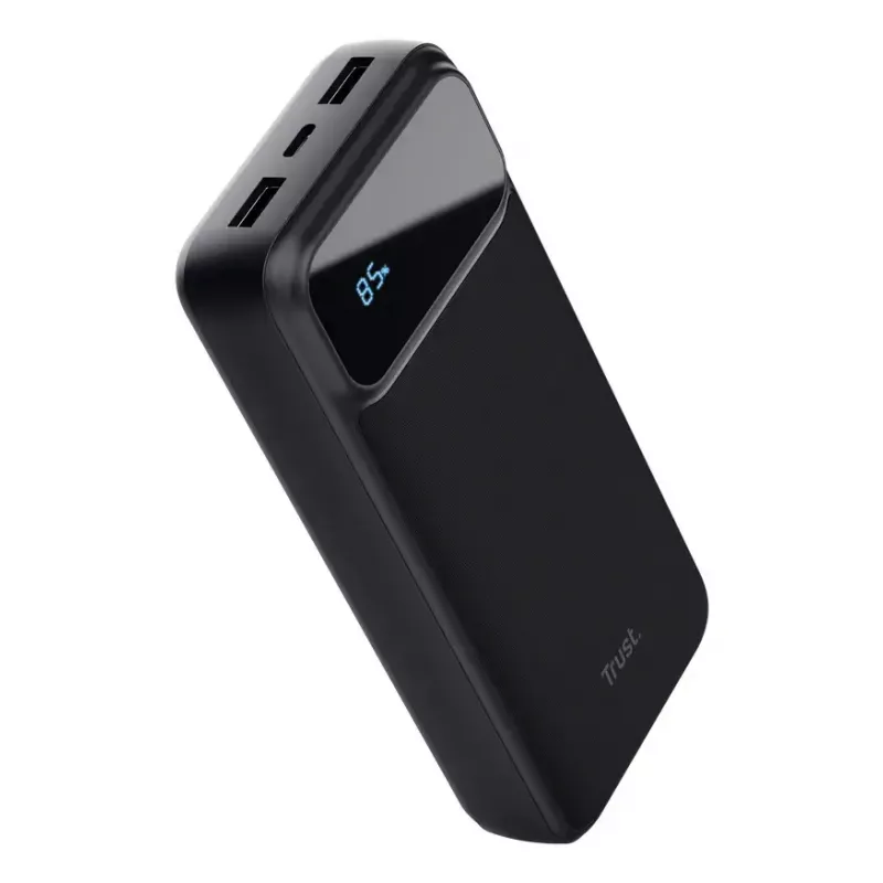 Power bank TRUST 25883 — 20000 mAh Li‑Ion, PD i Quick Charge 3.0, 2×USB‑A + 1×USB‑C, 20 W, Czarny