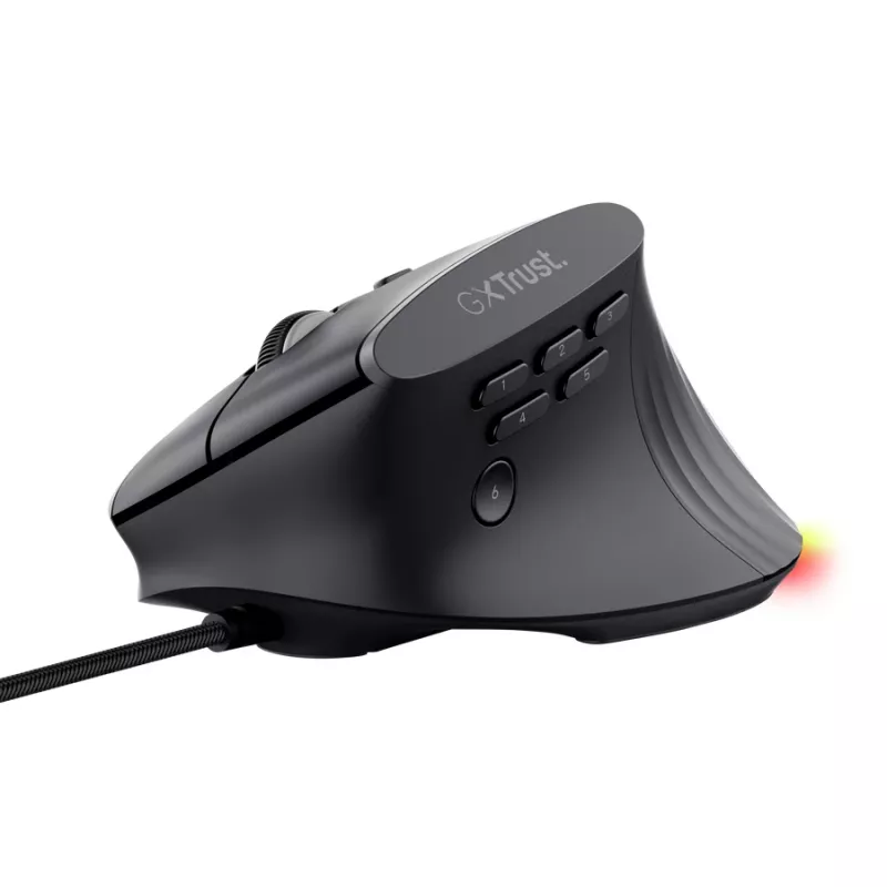 Mysz gamingowa TRUST GXT 145 Rexxa praworęczna USB Type-A 12800 DPI, przewodowa, podświetlenie RGB kółka, czarna
