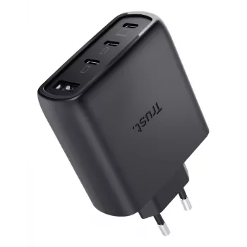 TRUST Maxo 65W indoor AC fast charger, 3× USB-C, max 20V, 2m kabel, Czarny