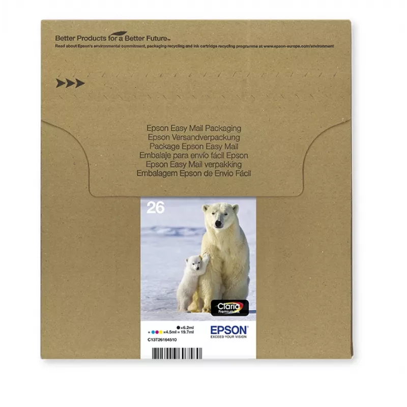 Epson Polar bear Multipack 4-kolory 26 EasyMail, Standard Yield, Czarny, Cyjan, magenta, Żółty, Tusz pigmentowy, Tusz barwnikowy, 6,2 ml, 4,5 ml
