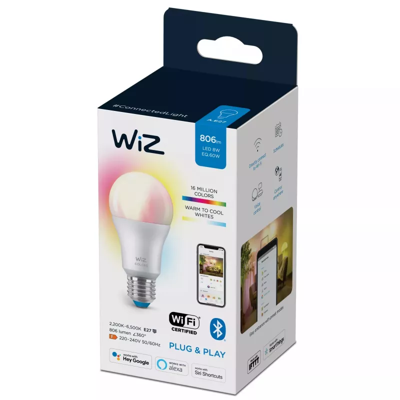 Inteligentna żarówka Telekom WiZ Bulb 8W (Eq.60W) A60 E27 — Wi‑Fi/Bluetooth, 8 kWh/1000h, 60×122 mm
