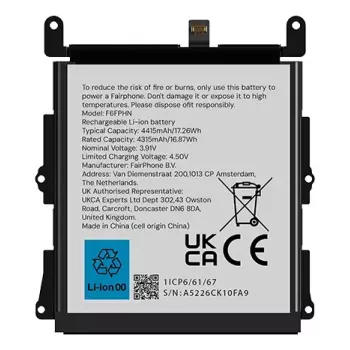 Bateria Fairphone F6BATT-1ZW-WW1 Czarny 68.2mm x 6.35mm