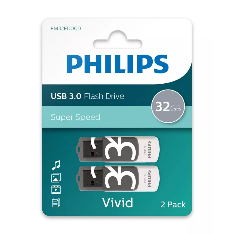 Philips Vivid pendrive USB 64 GB USB Type-A 3.2 Gen 1 (3.1 Gen 1) szary, biały