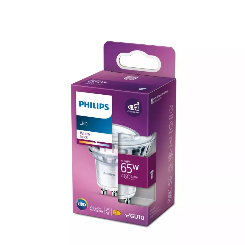 Philips Żarówka LED Biała 3000 K 4,9 W GU10 E