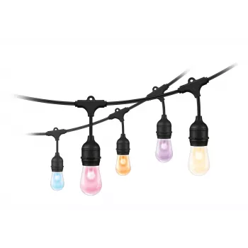 WiZ String Lights, Inteligentny łańcuch świetlny, Wi-Fi/Bluetooth, Czarny, Wi-Fi 4 (802.11n), 802.11b, 802.11g, LED, Tworzywo sztuczne