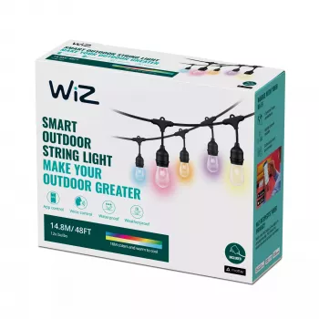 WiZ String Lights, Inteligentny łańcuch świetlny, Wi-Fi/Bluetooth, Czarny, Wi-Fi 4 (802.11n), 802.11b, 802.11g, LED, Tworzywo sztuczne