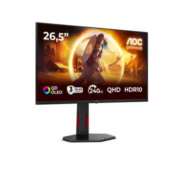 Monitor komputerowy AOC G4 Q27G4ZDR 67,3 cm (26,5 cala) 2560 x 1440 pikseli Quad HD QD-OLED Czarny, Czerwony