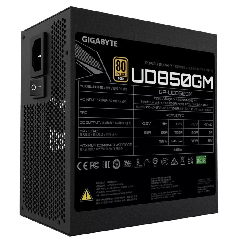 GIGABYTE UD850GM zasilacz 850 W 20+4 pin ATX ATX Czarny