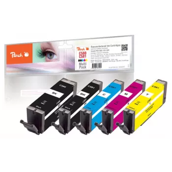 Peach PI100-356 kaseta z tuszem 5 szt. kompatybilna Standardowa wydajność czarna, cyjan, magenta, żółta