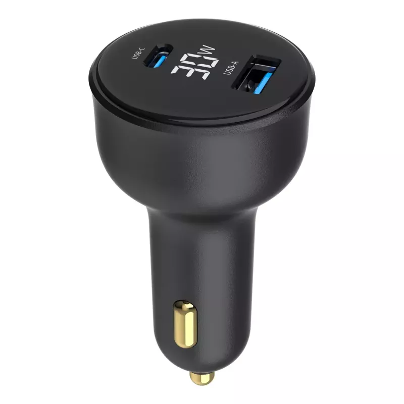 Ładowarka samochodowa Gembird TA-UC-AC2PD30LCD-CAR-01, USB-C, 30 W, 12–24 V, czarna