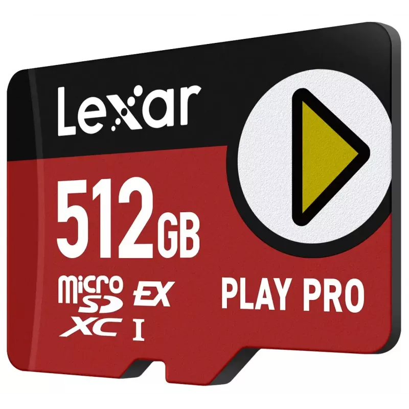 Karta pamięci flash MicroSDXC Lexar PLAY PRO 512 GB UHS-I U3 — odczyt 900 MB/s, zapis 600 MB/s