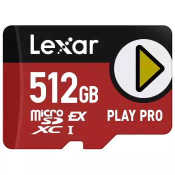 Karta pamięci flash MicroSDXC Lexar PLAY PRO 512 GB UHS-I U3 — odczyt 900 MB/s, zapis 600 MB/s