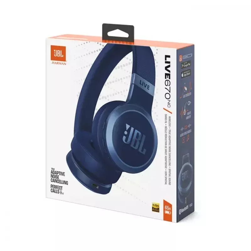 JBL Live 670NC Zestaw słuchawkowy Bezprzewodowy Pałąk na głowę Rozmowy/Muzyka Bluetooth Niebieski