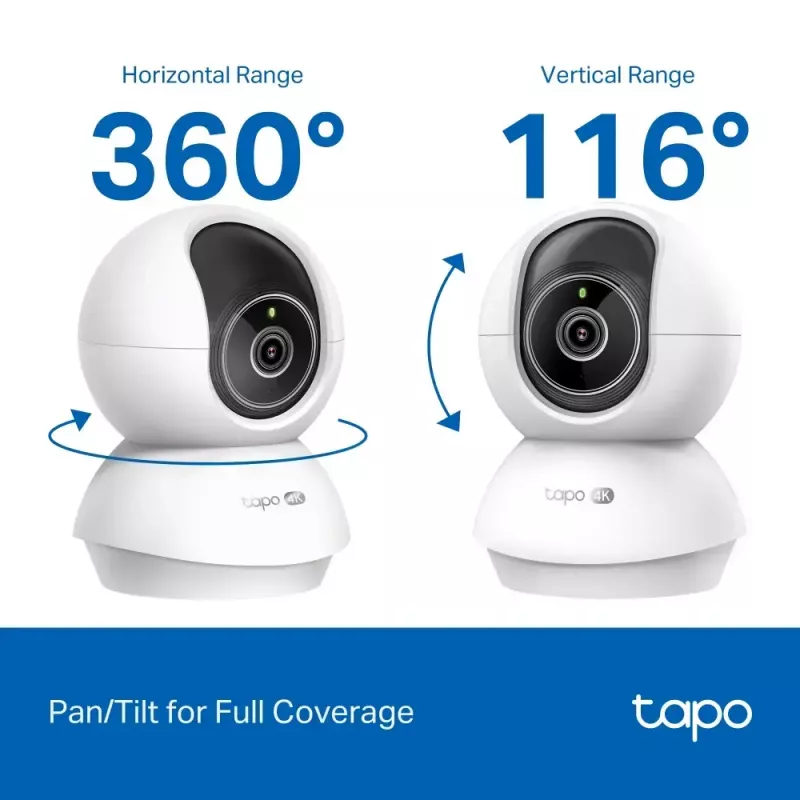 TP-LINK Tapo C250 | Pan/Tilt AI Home Security Wi-Fi Camera | PTZ | 8 MP | 4mm/F1.6 | H.265 | Karta MicroSD do 512 GB
