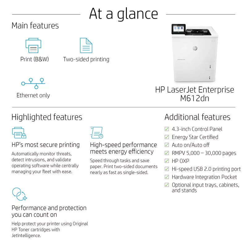 Drukarka HP LaserJet Enterprise M612dn Laser Biały