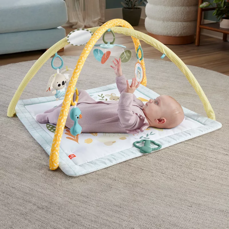 Fisher-Price Sensimals Simply Senses Mata edukacyjna dla noworodka z 6 zabawkami sensorycznymi