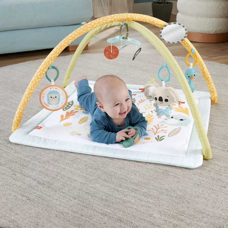 Fisher-Price Sensimals Simply Senses Mata edukacyjna dla noworodka z 6 zabawkami sensorycznymi