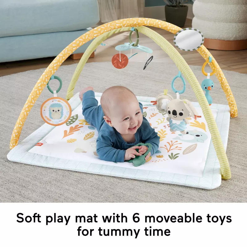Fisher-Price Sensimals Simply Senses Mata edukacyjna dla noworodka z 6 zabawkami sensorycznymi