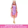 Barbie Fun & Fancy Hair lalka with Extra-Long Colorful Blonde Hair and Styling Accessories
