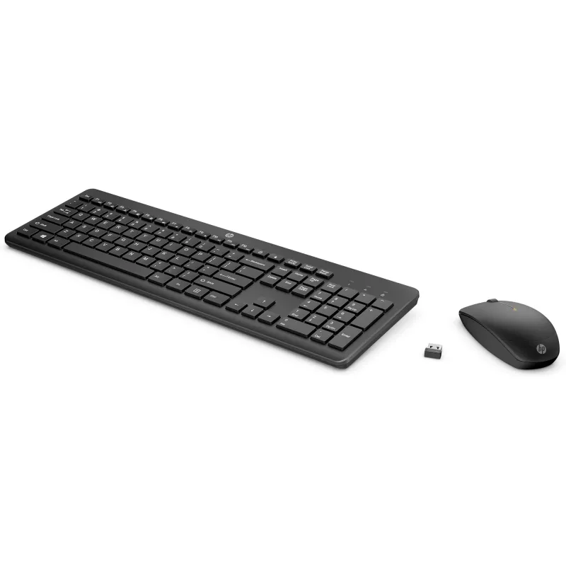 HP 235 Bezprzewodowy zestaw myszy i klawiatury, pełnowymiarowa (100%), bezprzewodowa, RF Wireless, czarny, mysz w zestawie