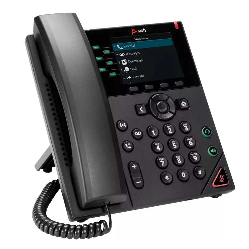 HP Poly VVX 350 6-liniowy telefon IP z obsługą PoE, telefon IP, czarny, słuchawka przewodowa, 6 linii, LCD, 8.89 cm (3.5 cala)