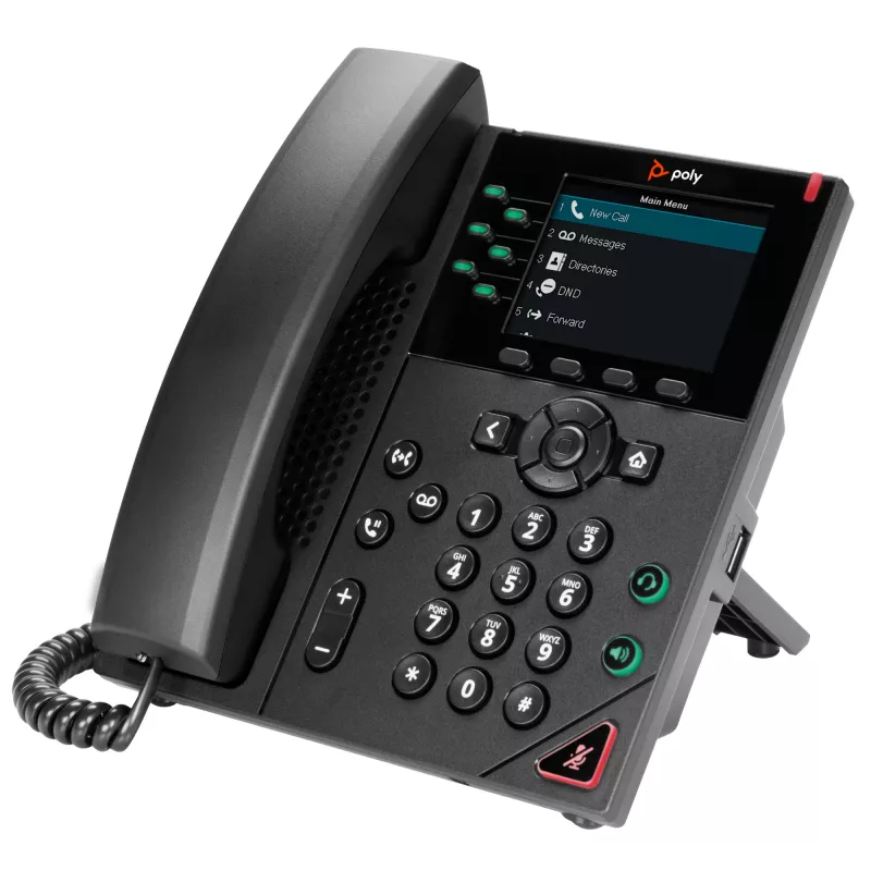 HP Poly VVX 350 6-liniowy telefon IP z obsługą PoE, telefon IP, czarny, słuchawka przewodowa, 6 linii, LCD, 8.89 cm (3.5 cala)