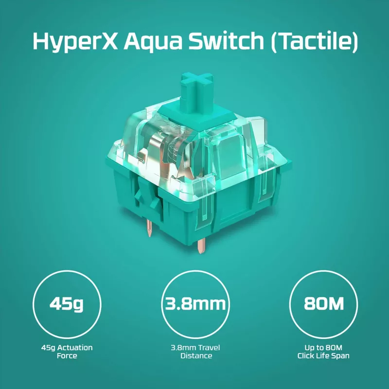 HyperX Alloy Origins Core PBT HX Aqua - mechaniczna klawiatura gamingowa