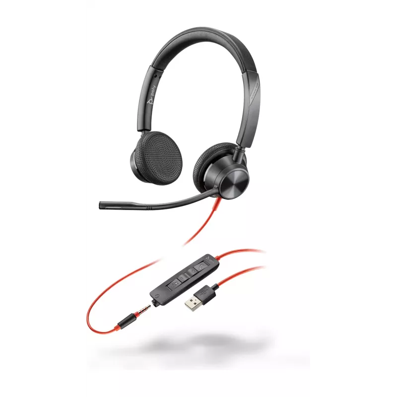 HP Poly Poly Blackwire 3325 USB-A Zestaw słuchawkowy, Przewodowy, Biuro/Call center, 130 g, Zestaw słuchawkowy, Czarny