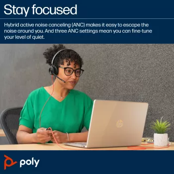 HP Poly Poly Czarnywire 8225 Zestaw słuchawkowy USB-C z certyfikatem Microsoft Teams