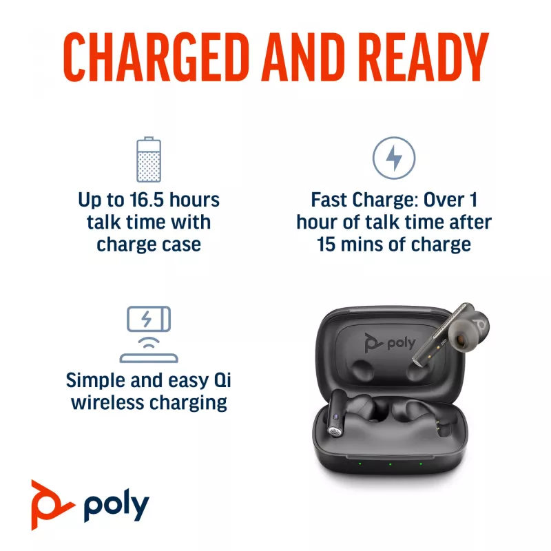 HP Poly Voyager Free 60 UC M Carbon Czarny Earbuds + BT700 USB-C Adapter + Basic Charge Case