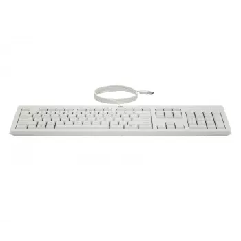 Zestaw przewodowej myszy i klawiatury HP 225, pełnowymiarowa (100%), przewodowa, USB, biała, mysz w zestawie