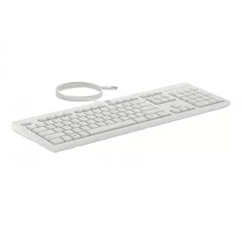 Zestaw przewodowej myszy i klawiatury HP 225, pełnowymiarowa (100%), przewodowa, USB, biała, mysz w zestawie