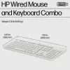 Zestaw przewodowej myszy i klawiatury HP 225, pełnowymiarowa (100%), przewodowa, USB, biała, mysz w zestawie