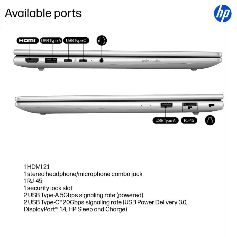 HP ProBook 4 G1iR Intel Core 5 120U Laptop 35,6 cm (14 cali) WUXGA 16 GB DDR5-SDRAM Wi-Fi 6E (802.11ax) Windows 11 Pro Srebrny