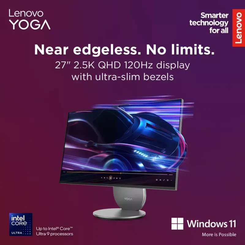 Komputer All-in-One Lenovo Yoga AIO 9 27IAH10 — 27 cali QHD, Intel Core Ultra 7 255H, 16 GB LPDDR5x, 1 TB SSD, Intel Arc 140T, Windows 11 Home