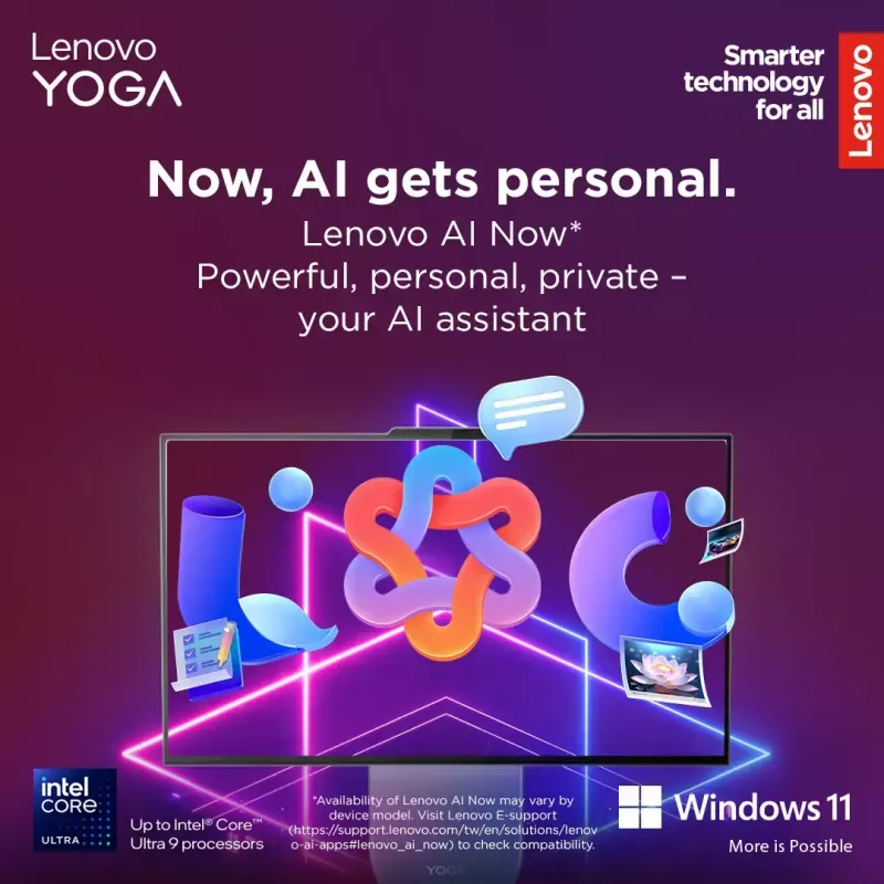 Komputer All-in-One Lenovo Yoga AIO 9 27IAH10 — 27 cali QHD, Intel Core Ultra 7 255H, 16 GB LPDDR5x, 1 TB SSD, Intel Arc 140T, Windows 11 Home
